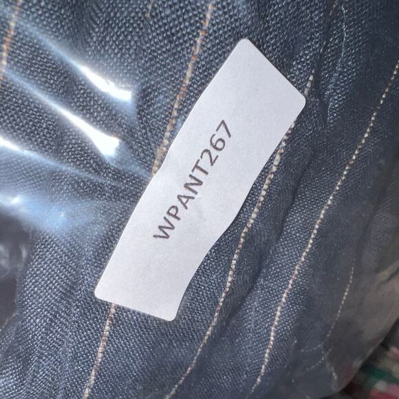 Catherine Malandrino 100% Linen Pinstripe High Rise Wide Leg Pants Blue Size 12 - Picture 9 of 9